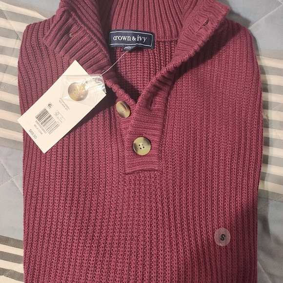 Men's Crown & Ivy sweater maroon sweater size small - Picture 2 of 4